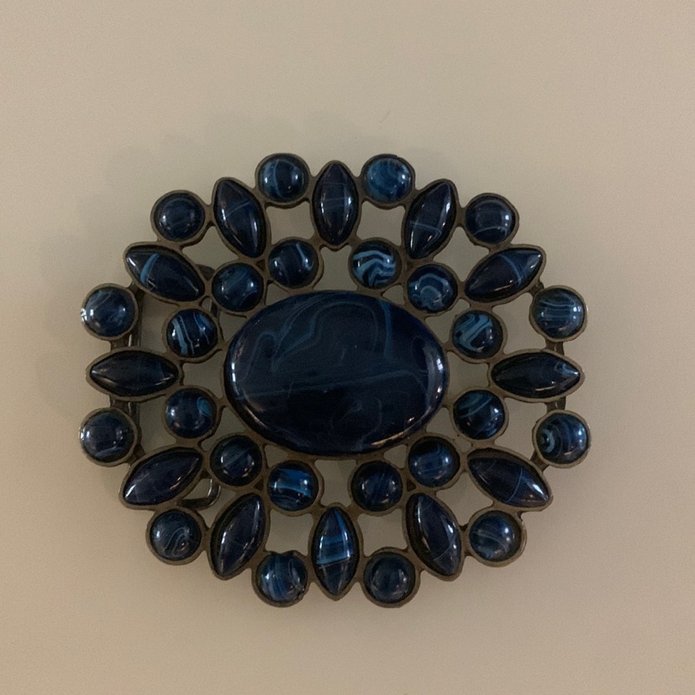 Blue stone belt buckle